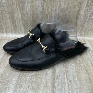 CARRANO SPAIN‎ Leather Mules Womens 10 Faux Fur Luxury Square Heel Slip On Shoes